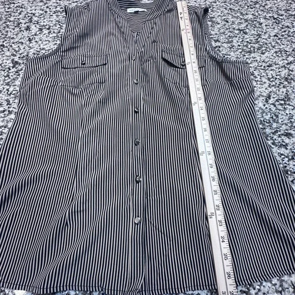 NWT NOTATIONS Sleeveless Striped Button Front Shirt Women's XL Classic - Picture 6 of 9